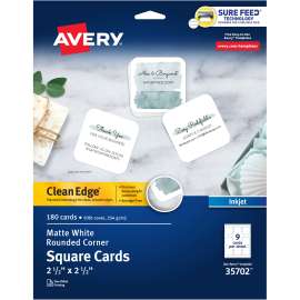 Avery® Clean Edge Inkjet Printable Multipurpose Card, 2 1/2" x 2 1/2"