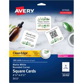 Avery® Clean Edge Laser Printable Multipurpose Card, 2 1/2" x 2 1/2"