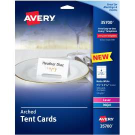 Avery® Laser, Inkjet Tent Card, 3 3/4" x 2 1/16"