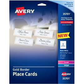 Avery® Laser, Inkjet Printable Place Card, 3 3/4" x 1 7/16"