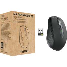 Logitech MX Anywhere 3S for Business - Wireless Mouse - Darkfield - Wireless - Bluetooth - Rechargeable - Graphite - USB Type C - 8000 dpi - 6 Button(s) - 4 Programmable Button(s)