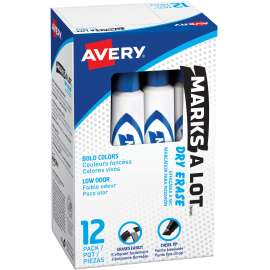 Avery® Marks A Lot Desk-Style Dry Erase Marker, Blue, 12/Dozen