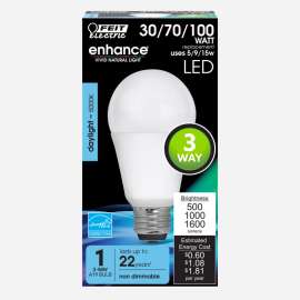 Feit Electric Enhance A19 E26 (Medium) LED Bulb Daylight 30/70/100 Watt Equivalence 1 pk