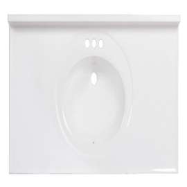 Arstar Standard Cultured Marble Bathroom Sink 49 in. W X 22 in. D White