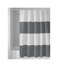 iDesign 72 in. H X 72 in. W Gray/White Stripes Shower Curtain Polyester