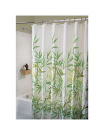iDesign 72 in. H X 72 in. W Multicolored Anzu Bamboo Leaves Shower Curtain Polyester