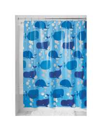 iDesign 72 in. H X 72 in. W Blue Moby Shower Curtain Polyethylene