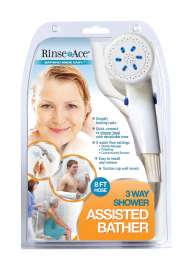 Rinse Ace Assisted Bather White ABS 3 settings Handheld Showerhead 2.5 gpm