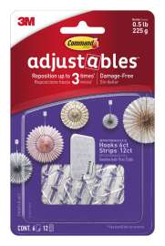 3M Command adjustables Small Brushed Clear Plastic 6.75 in. L Hook 0.5 lb 6 pk