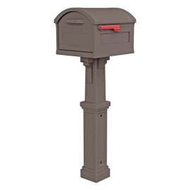 Gibraltar Mailboxes Grand Haven Classic Plastic Post Mount Mocha Mailbox