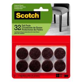 3M Scotch Felt Self Adhesive Protective Pad Brown Round 1 in. W 32 pk
