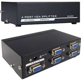 4XEM 4-Port VGA Splitter 350 MHz, 350 MHz to 350 MHz, 2048 x 1536, 213 ft Maximum Operating Distance, VGA In