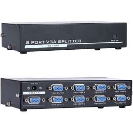 4XEM 8-Port VGA Splitter 350 MHz, 350 MHz to 350 MHz, 2048 x 1536, 213 ft Maximum Operating Distance, VGA In