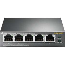 Tp Link TP-Link TL-SG1005P - 5-Port Gigabit PoE Switch - Limited Lifetime Protection - 4 PoE+ Ports @65W - Desktop - Plug & Play - Sturdy Metal w/ Shielded Ports - Fanless - QoS & IGMP Snooping