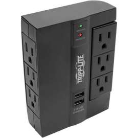 Tripp Lite Surge Protector Direct Plug-In 6 Outlet 3 Rotatable Outlets, 2 USB Charging Ports - 6 x NEMA 5-15R, 2 x USB - 1200 J - 120 V AC Input