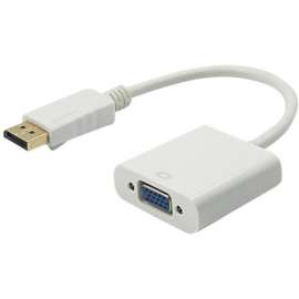 4XEM 9in DisplayPort To VGA M/F Adapter Cable - White - DisplayPort/VGA for Video Device, Monitor, Projector - 9in - 1 x DisplayPort Male Digital Audio/Video - 1 x HD-15 Female VGA - White