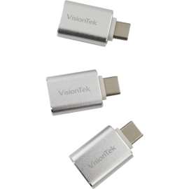 VisionTek USB-C to USB-A (M/F) 3 Pack Adapters, USB-C to USB adapter plug male to female (x3) supports USB 3.0 / USB 3.1 Host works with flash drives, keyboards, mice, external storage