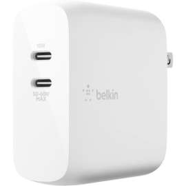 Belkin Mobile Belkin BoostCharge Dual USB-C Power Delivery GaN Wall Charger 68W Laptop Chromebook Charging - Power Adapter - 68 W