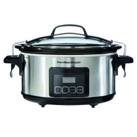Hamilton Beach Stay or Go 6 qt Silver Stainless Steel Programmable Slow Cooker