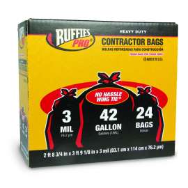 Ruffies 42 gal Contractor Bags Wing Ties 24 pk 3 mil