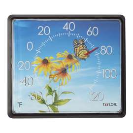Taylor Butterfly Dial Thermometer Plastic Multicolored 14 in.
