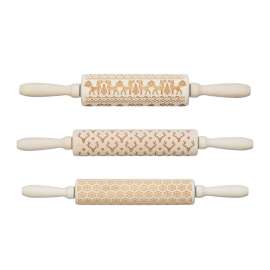 Creative Co-op Cabin Holiday 15 in. L X 2 in. D Wood Rolling Pin Beige