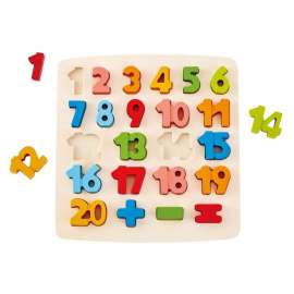 Hape Toys Chunky Number Math Puzzle Hardwood Assorted 29 pc