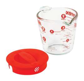 Pyrex 2 cups Glass/Plastic Clear/Red Measuring Cup