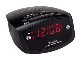 Westclox Black AM/FM Clock Radio Digital Plug-In