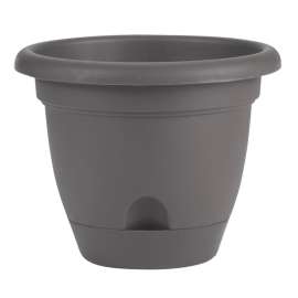 Bloem Lucca 7 in. H X 9 in. D Resin Planter Charcoal Gray