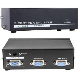 4XEM 2-Port VGA Splitter 350 MHz, 350 MHz to 350 MHz, 2048 x 1536, 213 ft Maximum Operating Distance, VGA In