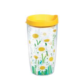 Tervis 16 oz White Daisies Multicolored BPA Free Tumbler with Lid