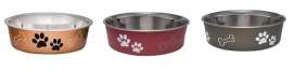 Loving Pets Assorted Bones and Paw Prints Stainless Steel 4 cups Pet Bowl For Dog
