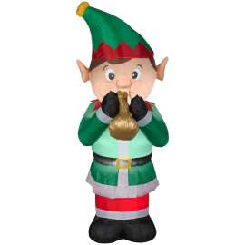 Gemmy LED Elf Playing Trumpet 6 ft. Inflatable
