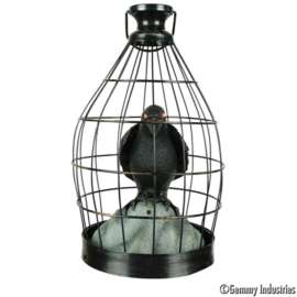 Gemmy 12 in. LED Crow Sculpture Crow In Cage Hanging Decor