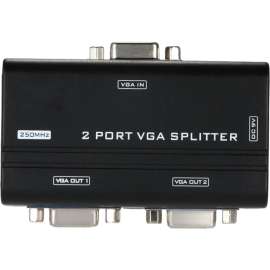 4XEM 2-Port VGA Splitter 250 MHz, 250 MHz to 250 MHz, 1920 x 1440, 213 ft Maximum Operating Distance, VGA In