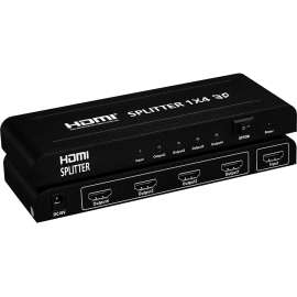 4XEM 4 Port high speed HDMI video splitter fully supporting 1080p, 3D for Blu-Ray, gaming consoles and all other HDMI compatible devices, 4XEM 1080p/3D 1 HDMI in 4 HDMI out video splitter and amplifier with LED indicators for connection and power
