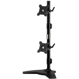 Amer Mounts Stand Based Vertical Dual Monitor Mount for two 15"-24" LCD/LED Flat Panels, Supports up to 26.5lb monitors, +/- 20 degree tilt, and VESA 75/100