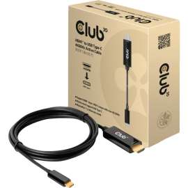 Club 3D HDMI to USB Type-C 4K60Hz Active Cable M/M 1.8m/6 ft - 6 ft HDMI/USB-C A/V Cable for Audio/Video Device, Notebook, Tablet, PC, TV, Monitor, Projector - First End: 1 x HDMI Type A Digital Audio/Video - Male - Second End: 1 x USB Type C - Male