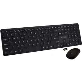 V7 Bluetooth Slim Keyboard and Mouse Combo, USB Wireless Bluetooth/RF 2.40 GHz Keyboard, English (US), Black, USB Wireless Bluetooth/RF Mouse