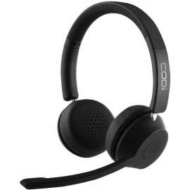 CODi Bluetooth Wireless Dual Ear Stereo Headset w/ ENC Microphone - Stereo - Wireless - Bluetooth - Over-the-head - Binaural - Supra-aural - Noise Cancelling Microphone - Noise Canceling - Black