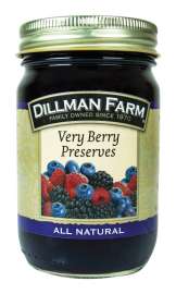 Dillman Farm All Natural Raspberries, Blueberries, Blackberries Preserves 16 oz Jar