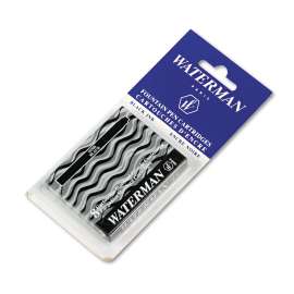 Refill Cartridge for Waterman Fountain Pens, Black Ink, 8/Pack