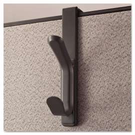 Recycled Cubicle Double Coat Hook, Plastic, Charcoal