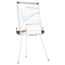 Dry Erase Board with Tripod Easel and Adjustable Pen Cups, 29 x 41, White Surface, Silver Frame