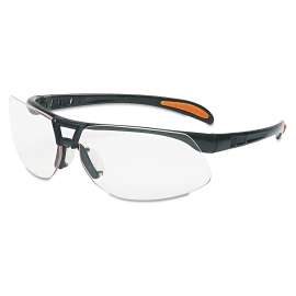 Protege Safety Eyewear, Metallic Black Frame, Clear Lens