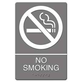 ADA Sign, No Smoking Symbol w/Tactile Graphic, Molded Plastic, 6 x 9, Gray