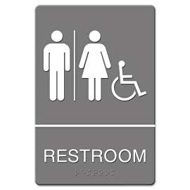 ADA Sign, Restroom/Wheelchair Accessible Tactile Symbol, Molded Plastic, 6 x 9
