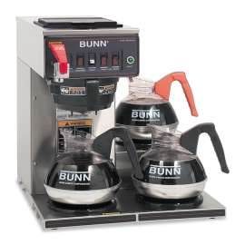 BUNN - Pour-O-Matic Stainless Steel/Black 12-Cup Automatic Commercial Coffee Brewer with 3 Warmers