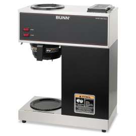 BUNN - Pour-O-Matic Stainless Steel/Black 12-Cup Commercial Coffee Brewer with 2 Warmers